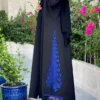 Black Abaya with Blue Cuffs and Tassels