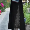 Embroidered Black Abaya with Tassels
