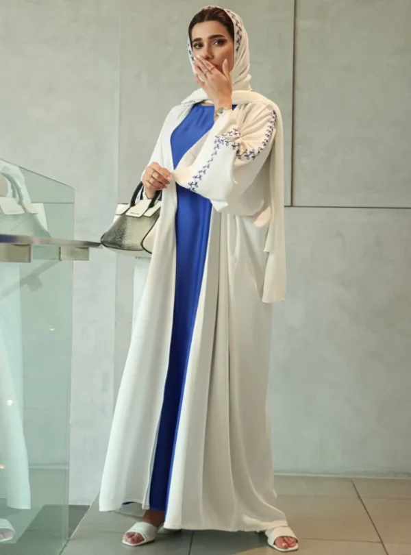 White and Blue Aegean Abaya Set