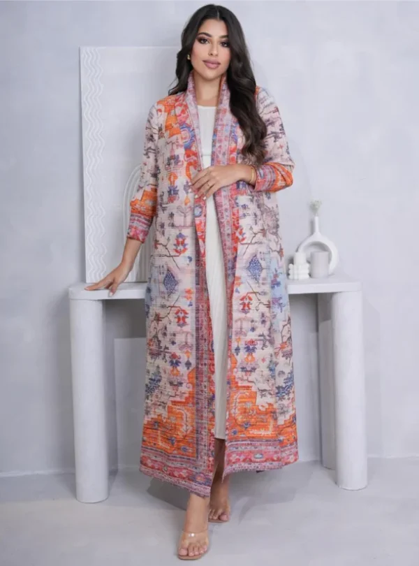 open Pattern Pleated Abaya