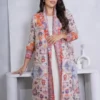 open Pattern Pleated Abaya