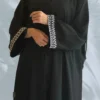 W113 Black Abaya with Matching Headscarf – Elegant Everyday Abaya for Women | Best Abaya Collection for Hajj and Special Occasions | Shop at Abaya Fustaan - Image 3