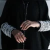 Black P49t Abaya with Metallic Sleeves