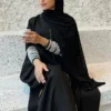 Black P49t Abaya with Metallic Sleeves