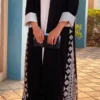 Black Embroidery Abaya with White Cuffs
