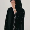Black Pleated Abaya with Embellishments