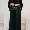 Black Pleated Abaya with Embellishments