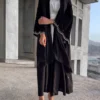 Black Pleated Abaya with Embellishments