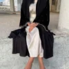 Black Pleated Abaya with Embellishments