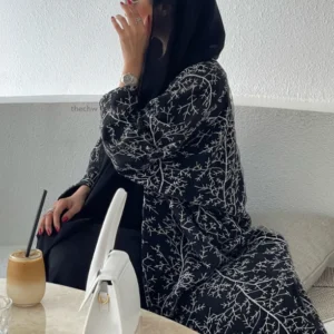 Reversible Tulle Abaya & Silver Embroidery
