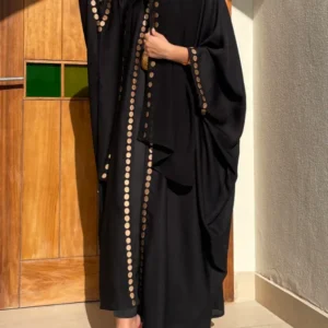 Black Abaya with Golden Embroidery