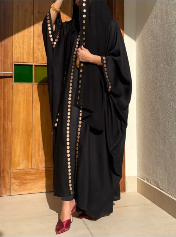Black Abaya with Golden Embroidery