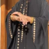 RM’23 Black Abaya with Golden Embroidery and Headscarf – Elegant Design for Women | Best Abaya Collection from Abaya Fustaan - Image 5