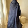 Black & Grey Floral Abaya