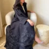 Black & Grey Floral Abaya