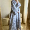 Off-White Grey Floral Abaya Set