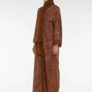 Chestnut Lace Flower Abaya
