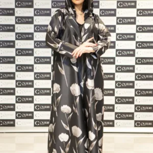 Black Floral Abaya with Matching Headscarf